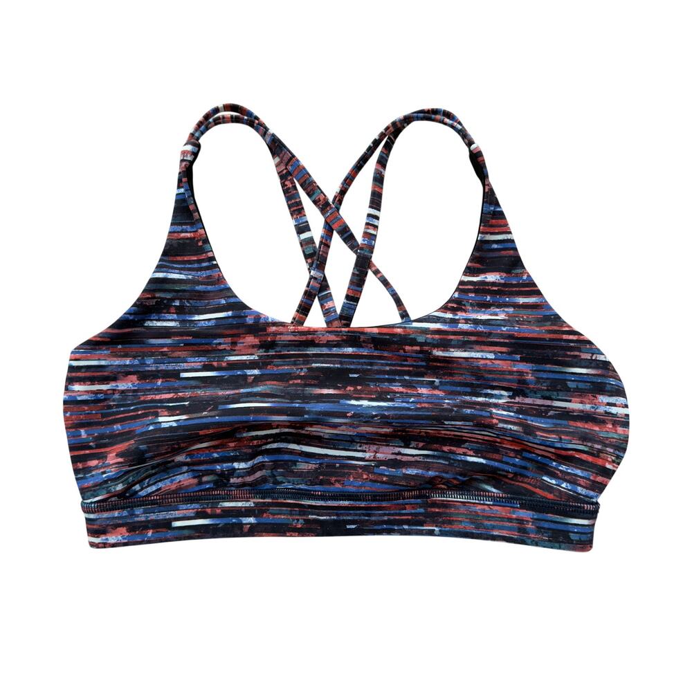 Lululemon Hinshu Alpine Multi Striped Time To Sweat Bra Size 10